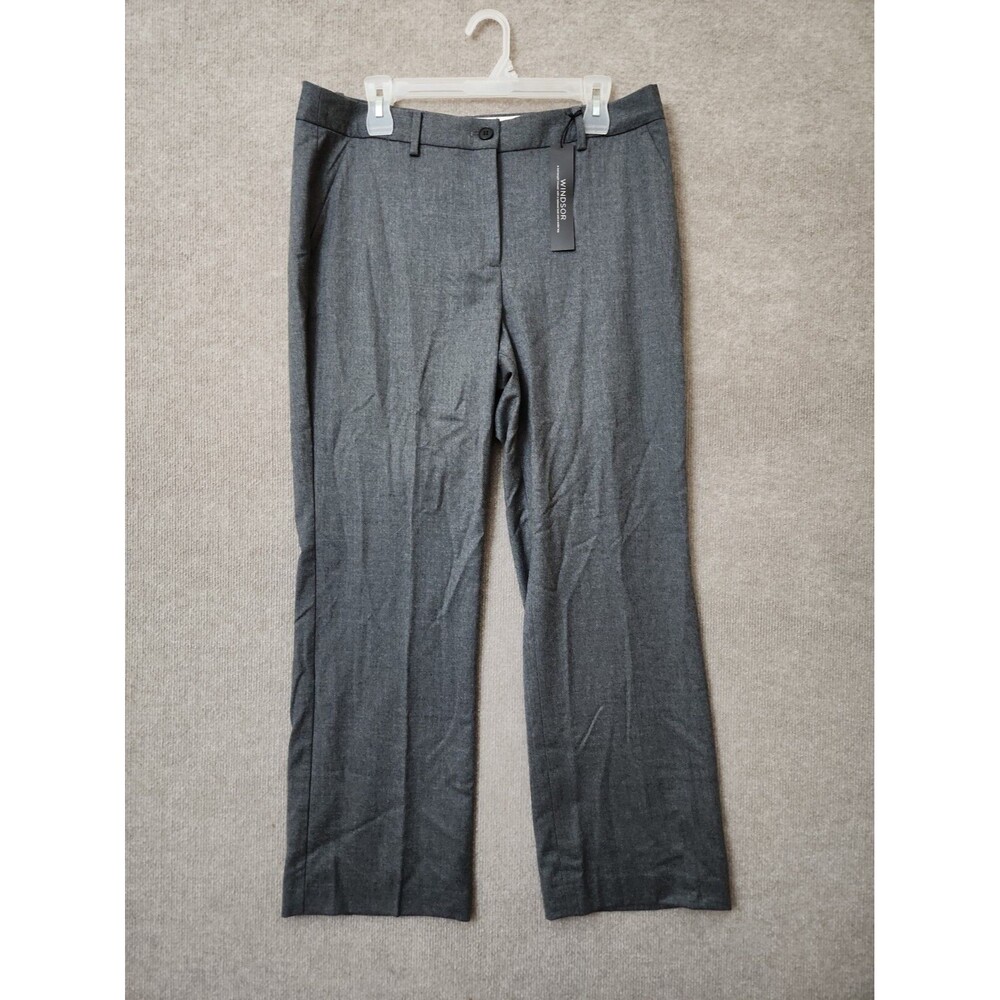 TALBOTS Windsor Italian Flannel Wool Dress Pants Womens 12 Petite Gray Lined NEW